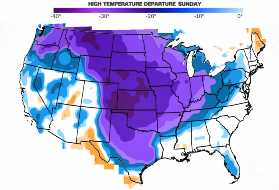 Brutal Arctic Blast to Drop Temperatures to America’s Heartland with Temperatures Plunging to Dangerous Levels
