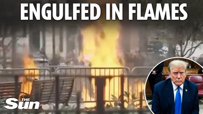 Man Sets Himself on Fire Outside Donald Trump Trial writes Manifesto about why he is doing it