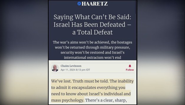 Haaretz: “Israel Has Been Defeated – A Total Defeat”