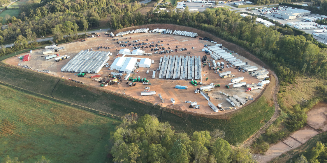 BREAKING: Aerial view of NEW FEMA Camp just set up in Asheville, NC as Locals Raise Questions, Minimal Presence of FEMA Workers